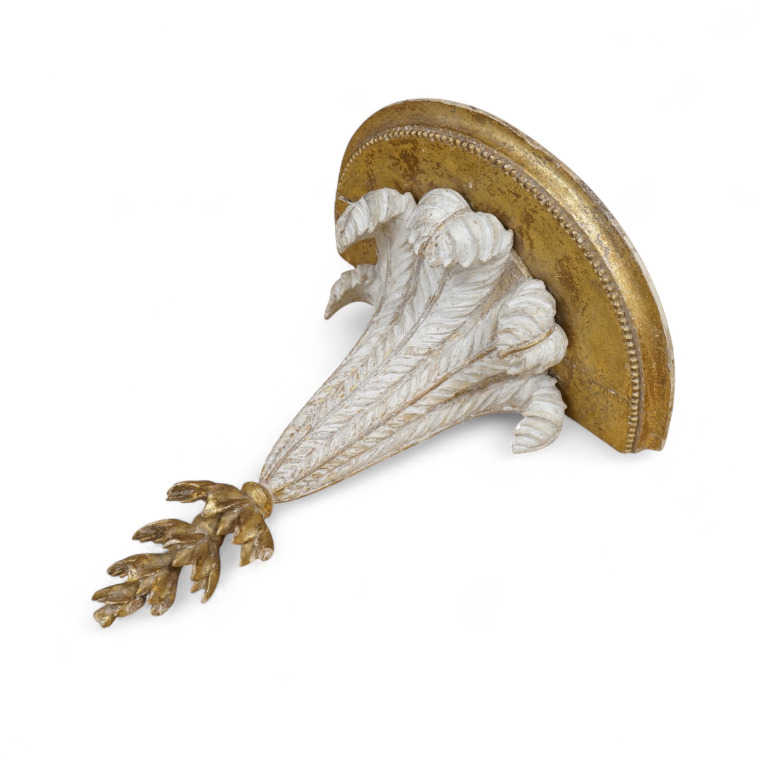 A George III cream painted and giltwood wall bracket, 35cm